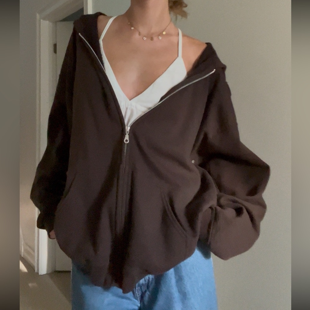 Gildan Brown Zip-Up Hoodie
